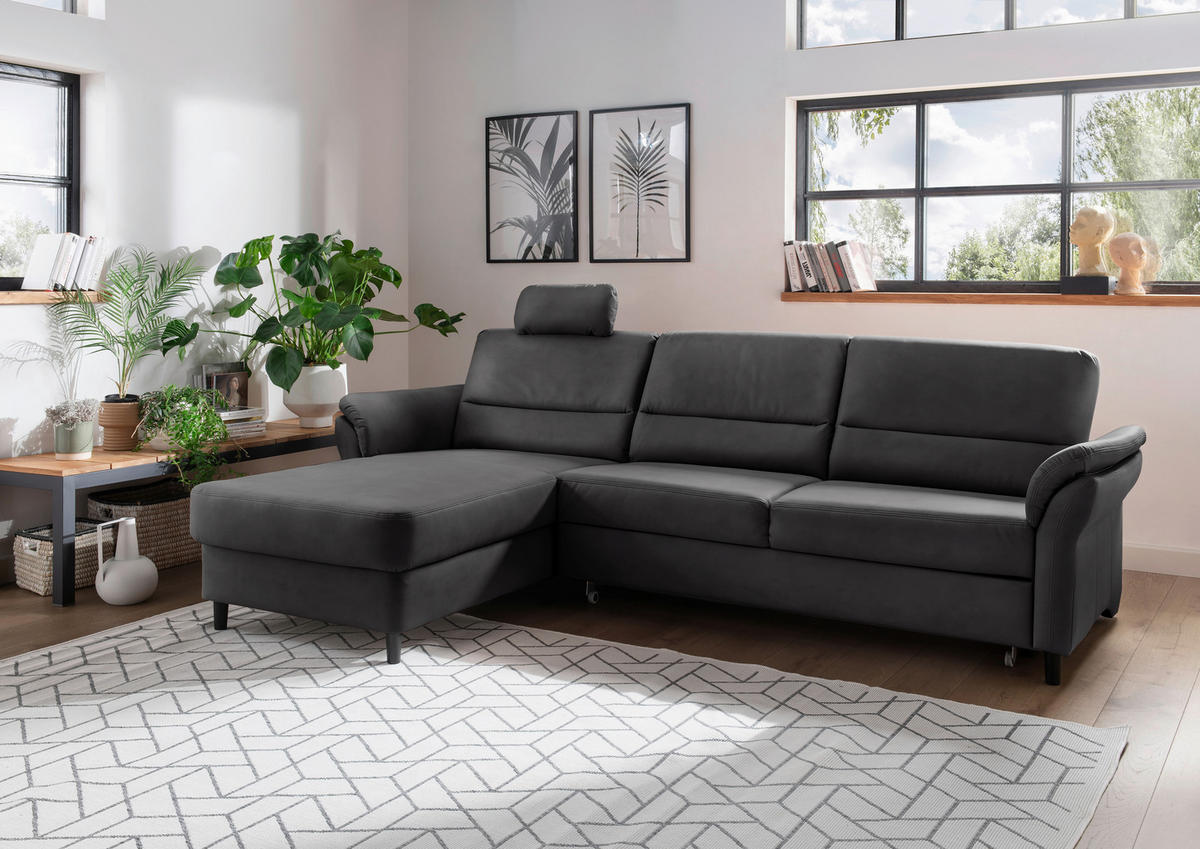 ECKSOFA in Lederlook Schwarz  - Schwarz, Modern, Holz/Textil (176/279cm) - Livetastic