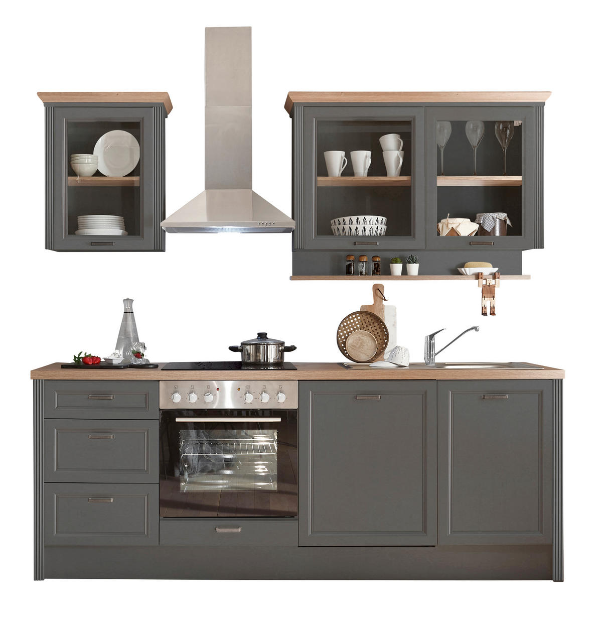 KÜCHENLEERBLOCK 230 cm   in Anthrazit, Eiche Artisan  - Anthrazit/Eiche Artisan, ROMANTIK / LANDHAUS, Holzwerkstoff/Metall (230cm) - MID.YOU