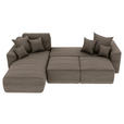 ECKSOFA Taupe Cord  - Taupe/Chromfarben, KONVENTIONELL, Kunststoff/Textil (195/293cm) - Carryhome