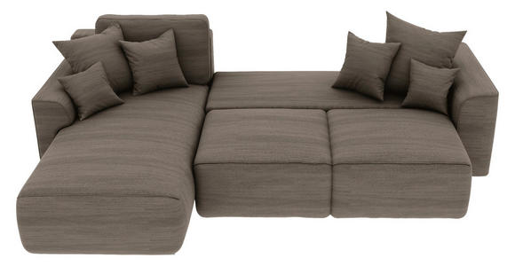 ECKSOFA Taupe Cord - Taupe/Chromfarben, KONVENTIONELL, Kunststoff/Textil (195/293cm) - Carryhome