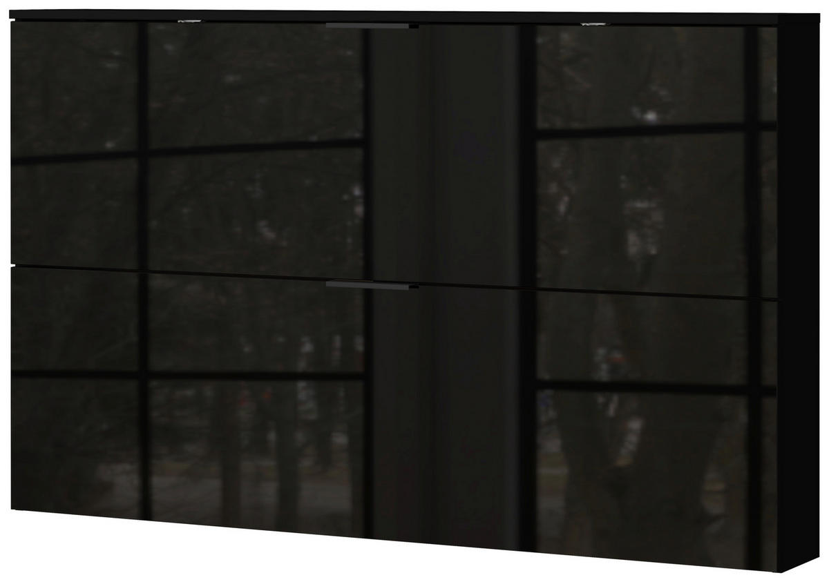 SCHUHSCHRANK Schwarz  - Schwarz, Design, Glas/Holzwerkstoff (140/85/19cm)
