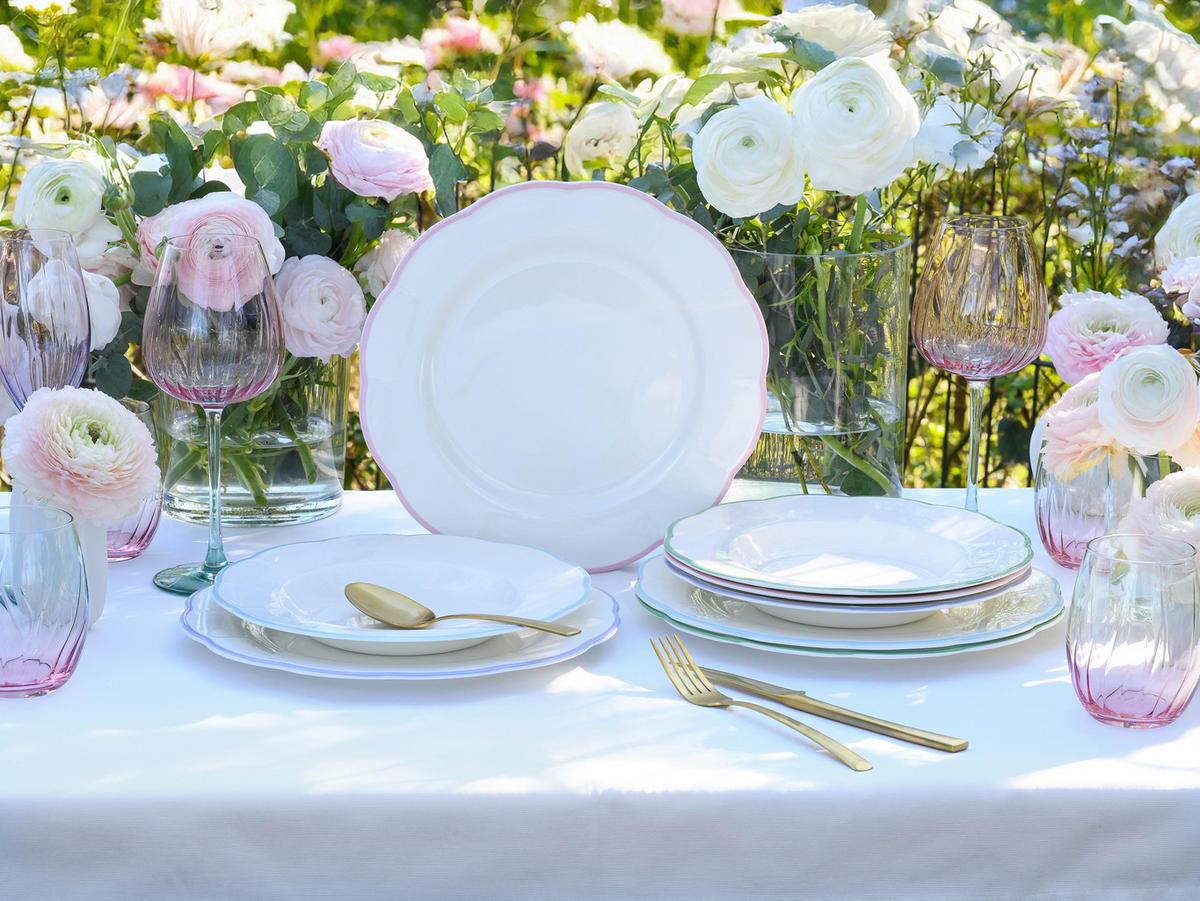 TAFELSERVICE Lila, Weiß, Hellblau, Hellrosa, Limette Florine Bunt 8-teilig  - Hellrosa/Lila, Basics, Keramik - Creatable