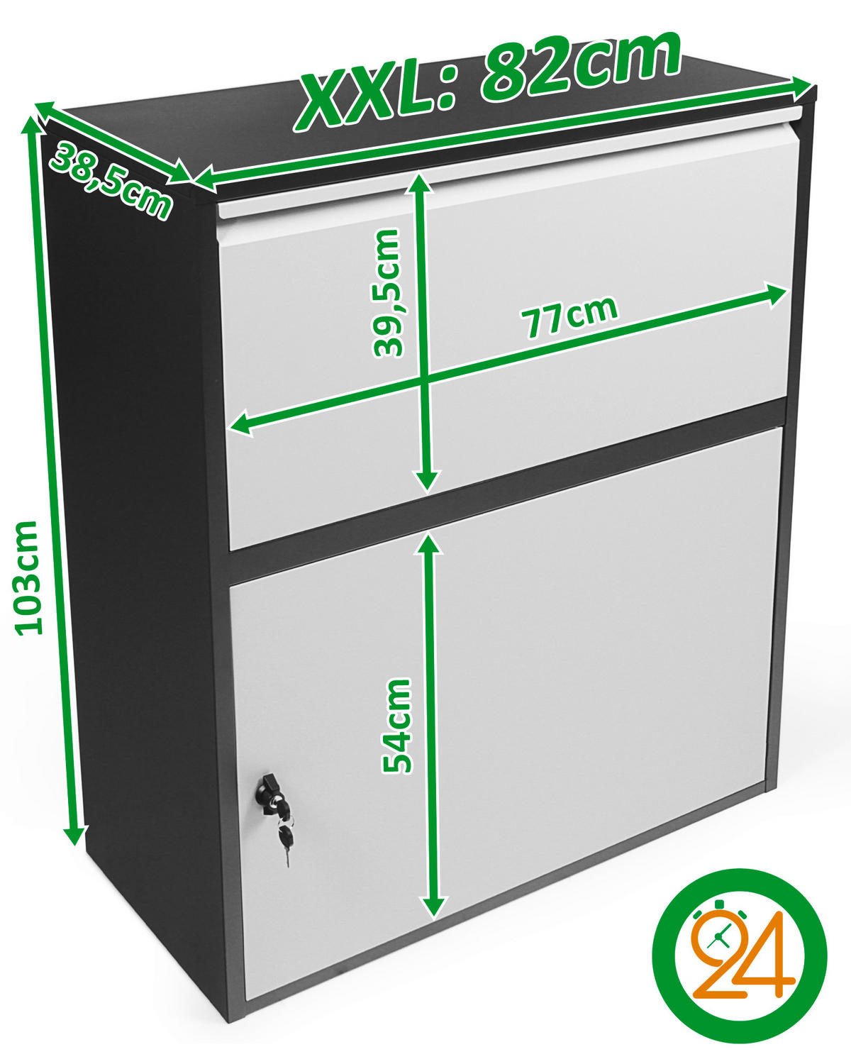 PAKETBOX 82/103/38 cm  - Schwarz/Grau, Basics, Metall (82/103/38cm)
