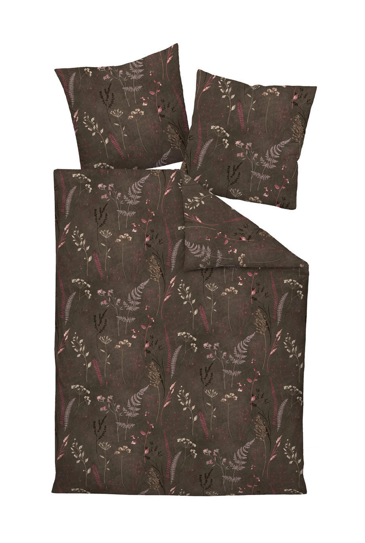 BETTWÄSCHE Makosatin 135/200 cm  - Pink/Dunkelbraun, LIFESTYLE, Textil (135/200cm) - Janine