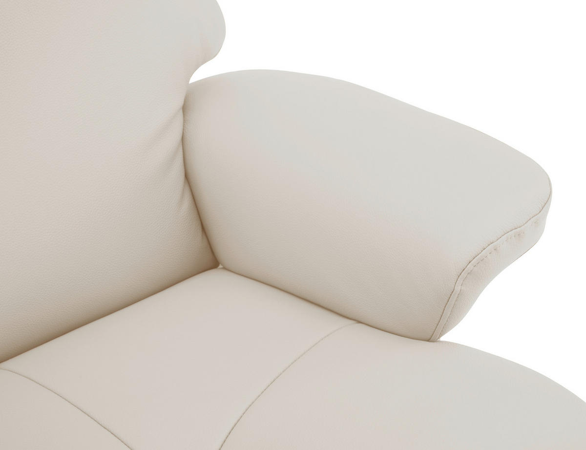 RELAXSESSELSET Lederlook Echtleder Hocker    - Beige/Schwarz, MODERN, Leder/Holz (78/111/81cm) - Livetastic