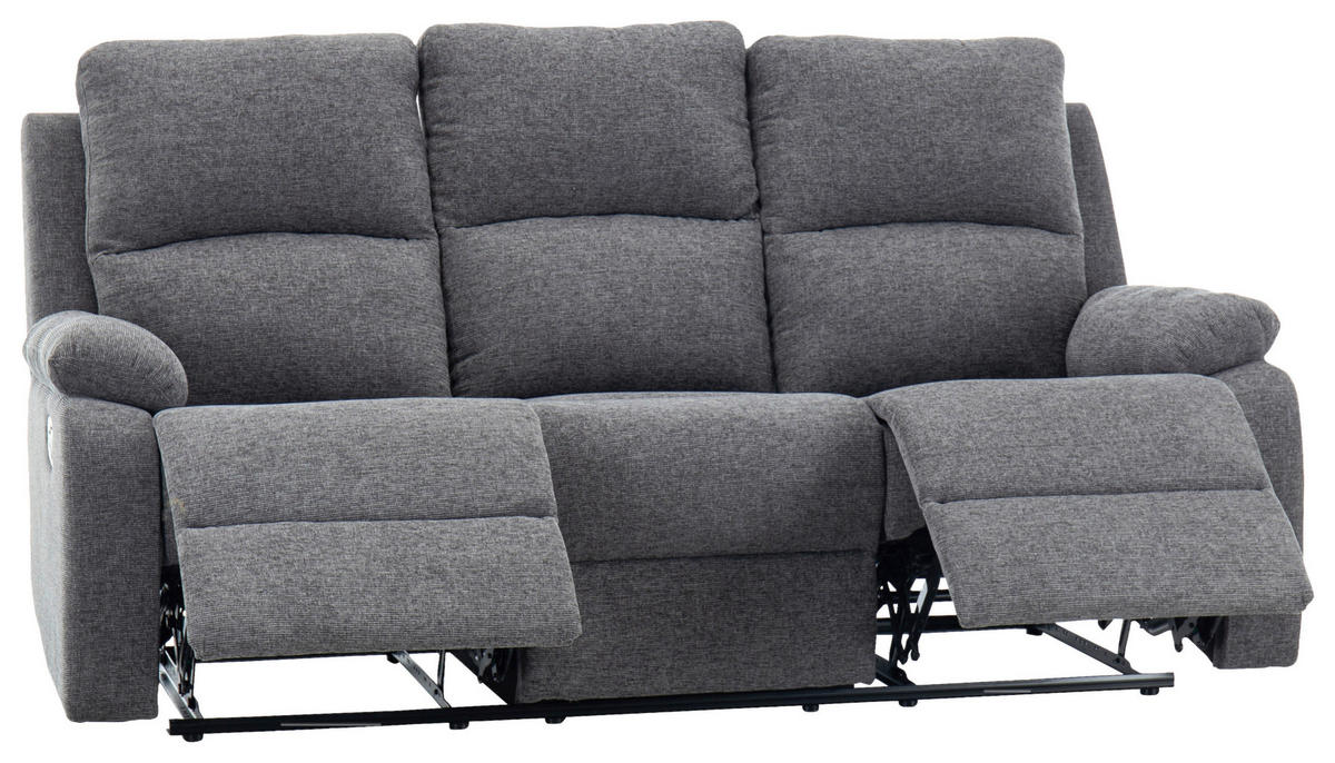 SITZGARNITUR VERONA Leinenoptik Dunkelgrau  - Dunkelgrau/Schwarz, Design, Kunststoff/Textil (84,5/133,5/100,5/92cm) - Livetastic