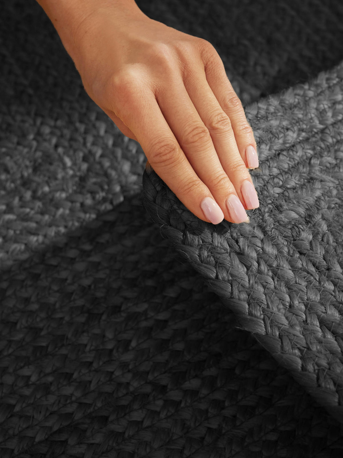 JUTETEPPICH 60/90 cm Juno Schwarz rechteckig  - Schwarz, Natur, Textil (60/90cm) - Hanse Home