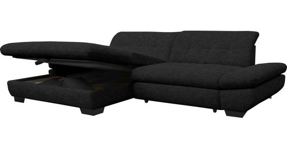 ECKSOFA in Mikrofaser Anthrazit 198/290 cm - Anthrazit/Schwarz, Design, Textil/Metall (198/290cm) - Xora