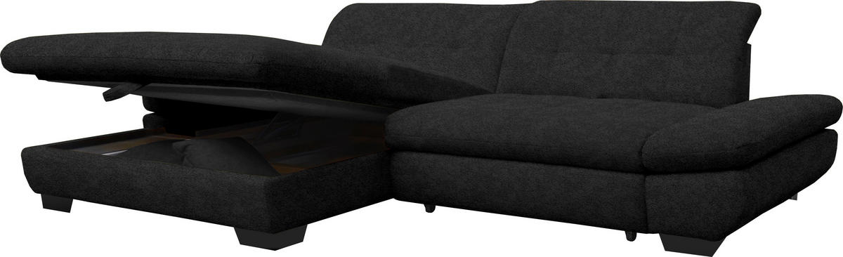 ECKSOFA in Mikrofaser Anthrazit  - Anthrazit/Schwarz, Design, Textil/Metall (198/290cm) - Xora