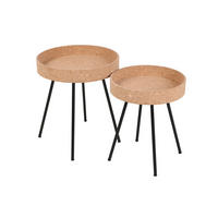 BEISTELLTISCHSET Kork rund Naturfarben, Schwarz  - Schwarz/Naturfarben, Design, Holz/Holzwerkstoff (45-38/45-38/50-45cm) - Livetastic