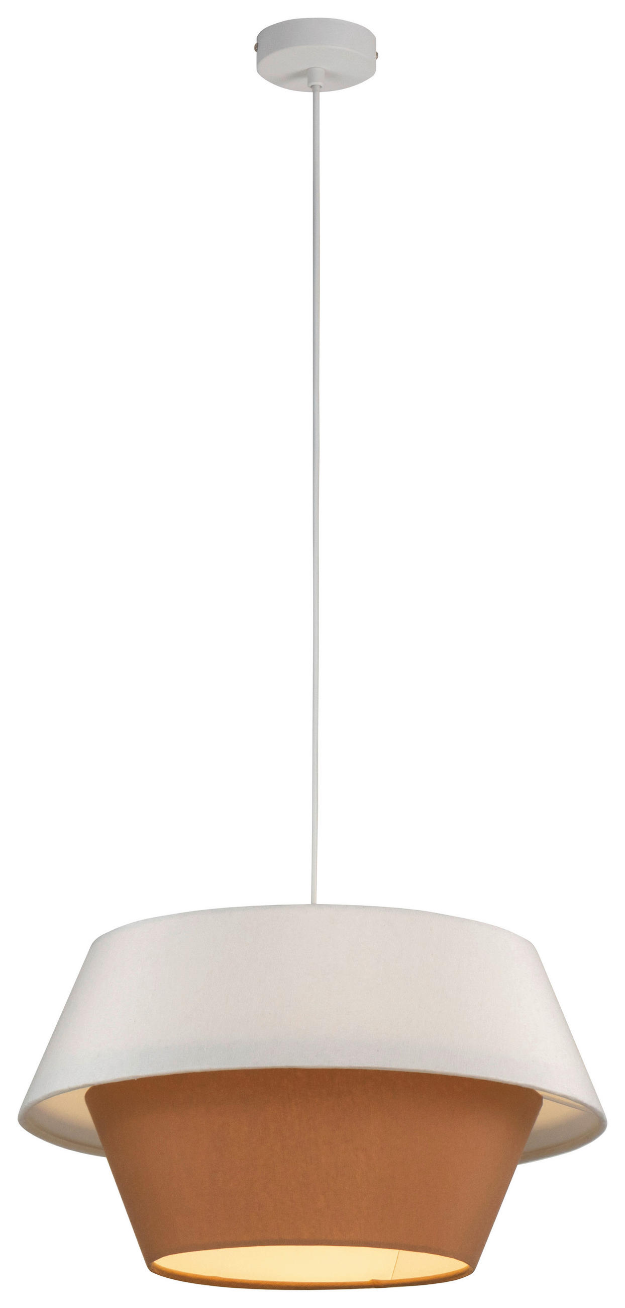 HÄNGELEUCHTE 45/130 cm  - Weiß/Mokka, Trend, Kunststoff/Textil (45/130cm) - Collett's Monde