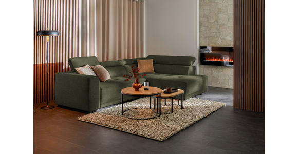 ECKSOFA  in Struktur Olivgrün  284/205 cm  - Schwarz/Olivgrün, Design, Kunststoff/Textil (284/205cm) - Xora