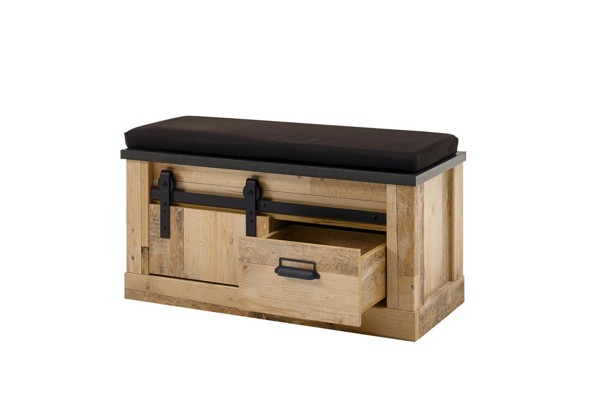 GARDEROBENBANK  in 93/51/43 cm  - Anthrazit/Schwarz, Design, Textil/Metall (93/51/43cm) - Modante