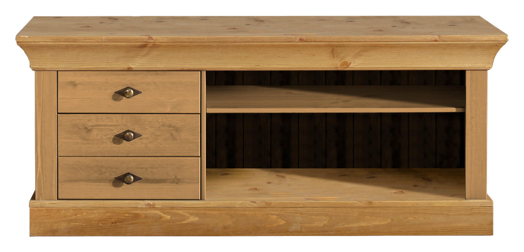 LOWBOARD  143/59/45 cm 3 Schublade(n) Beimöbel erhältlich  - Laugenfarbig/Kupferfarben, ROMANTIK / LANDHAUS, Holz/Metall (143/59/45cm) - Boxxx