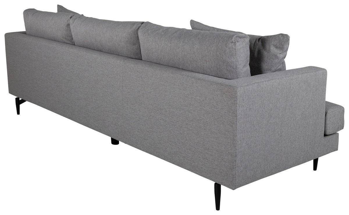 3-SITZER-SOFA Schwarz  - Schwarz/Grau, Design, Holz/Kunststoff (260/86/88cm) - Livetastic
