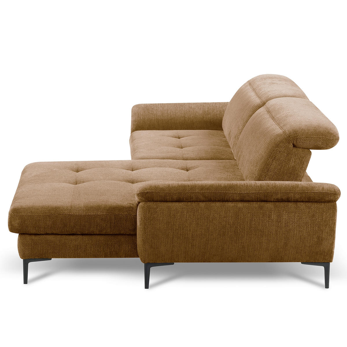 ECKSOFA  Webstoff Rostfarben  - Rostfarben/Schwarz, Design, Textil/Metall (268/195cm) - Livetastic