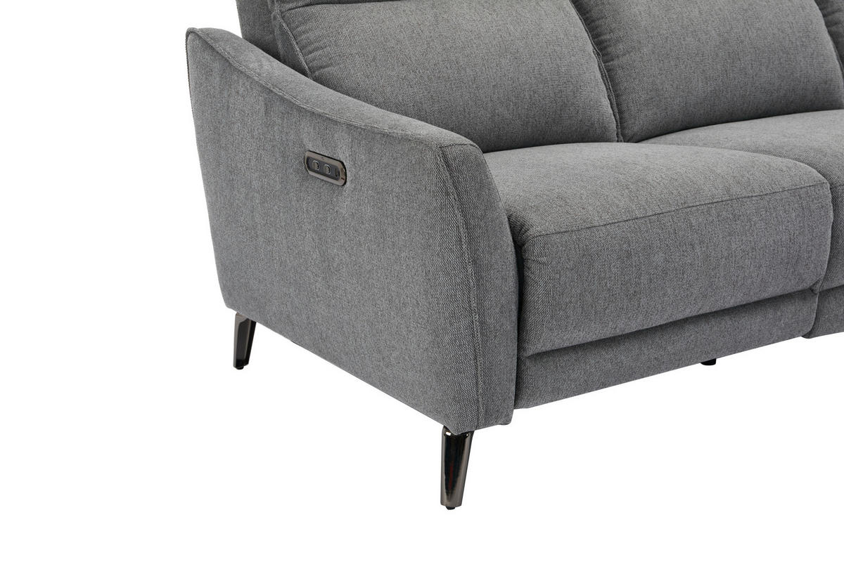 ECKSOFA in Struktur Grau  - Chromfarben/Grau, Modern, Textil/Metall (239/168cm) - MID.YOU