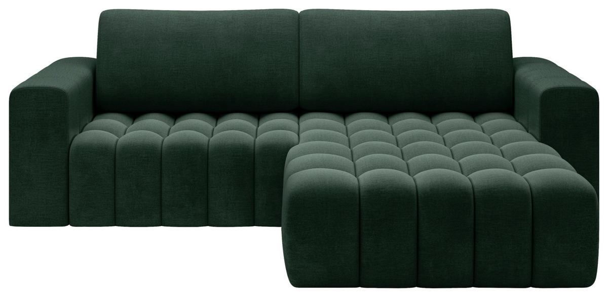 ECKSOFA BONETT in Samt Dunkelgrün  250/175 cm  - Dunkelgrün/Schwarz, Design, Kunststoff/Textil (250/175cm) - MID.YOU