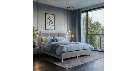 BOXBETT 180/200 cm  in Blau, Grau  - Chromfarben/Blau, KONVENTIONELL, Textil/Metall (180/200cm) - Carryhome