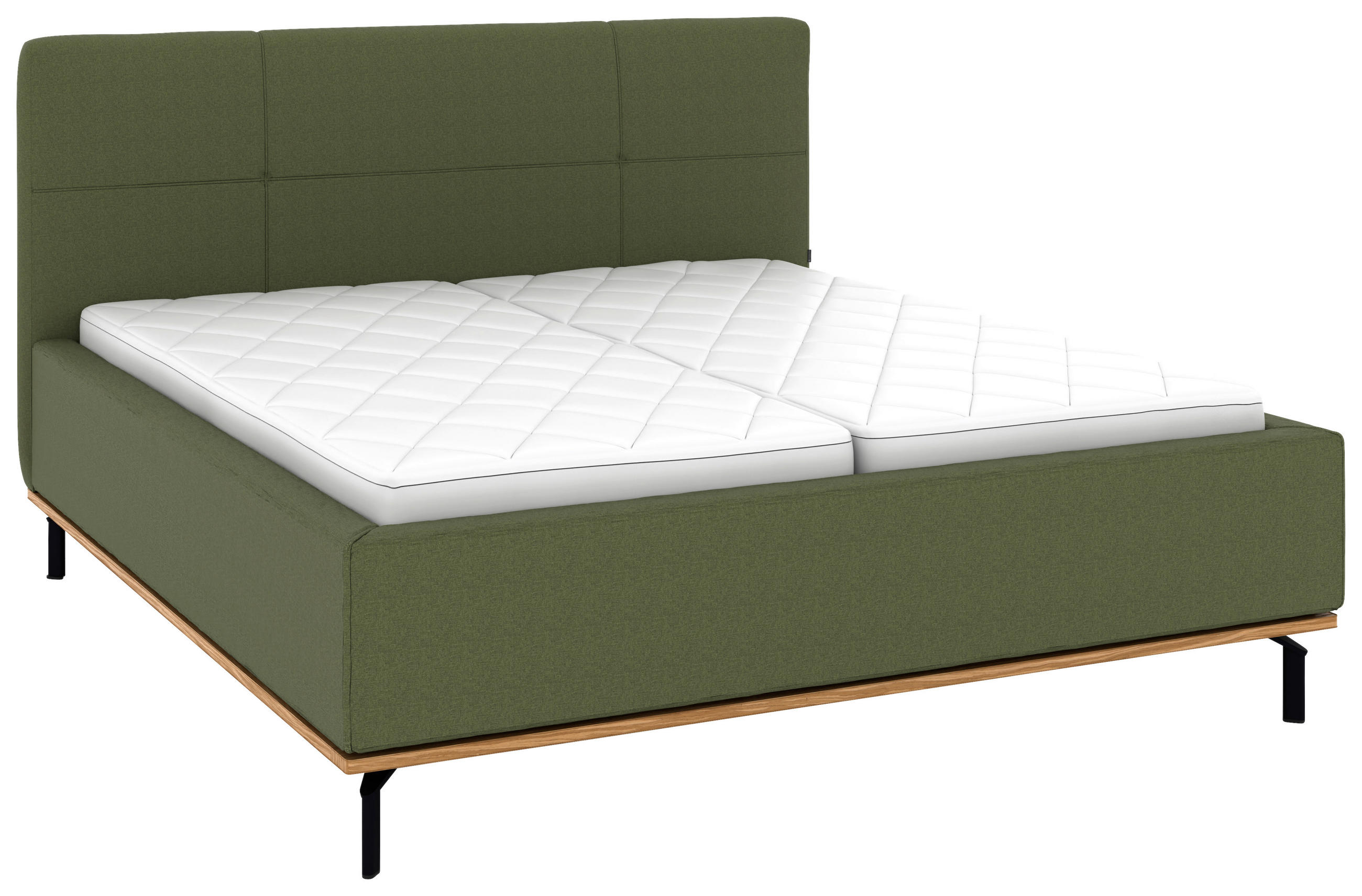 POLSTERBETT 160/200 cm,  in Dunkelgrün, Matratze, Lattenrost, Bettkasten, H2 + H3 = mittel + fest  - Dunkelgrün/Graphitfarben, Design, Holz/Textil (160/200cm) - Musterring