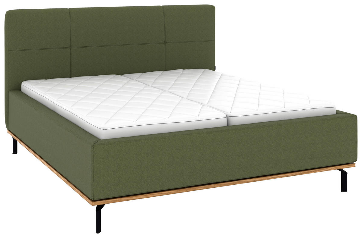 POLSTERBETT 160/200 cm,  in Dunkelgrün, Matratze, Lattenrost, Bettkasten, H2 + H3 = mittel + fest  - Dunkelgrün/Graphitfarben, Design, Holz/Textil (160/200cm) - Musterring