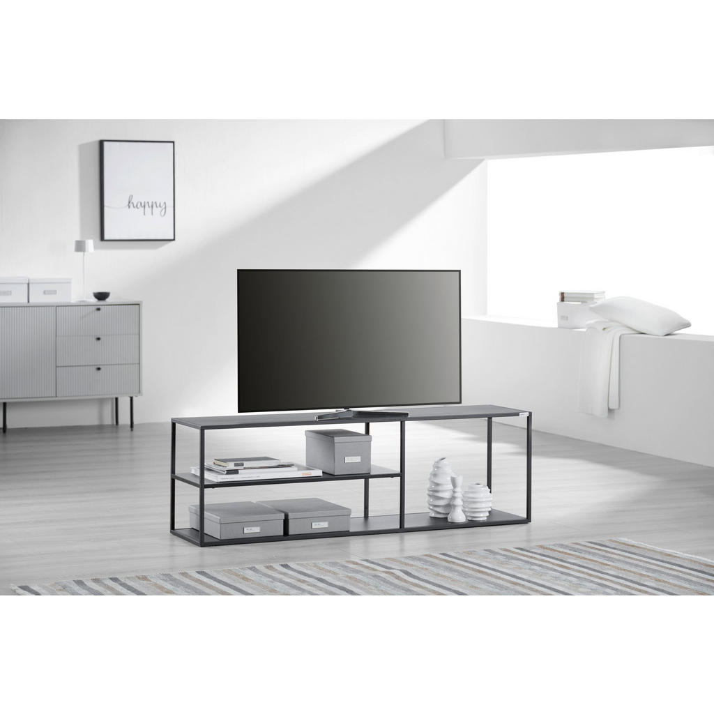 Thumbnail - Carryhome Tv-Element, Schwarz, Metall, 1 Fächer, 140x45x35 cm, Kleinmöbel