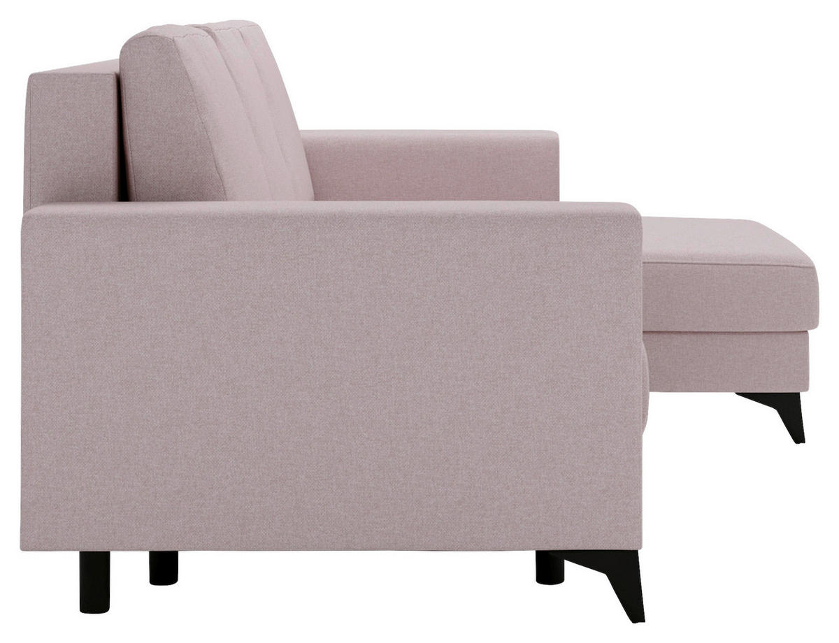 ECKSOFA in Flachgewebe Rosa  - Schwarz/Rosa, Design, Textil/Metall (244/156cm) - Livetastic