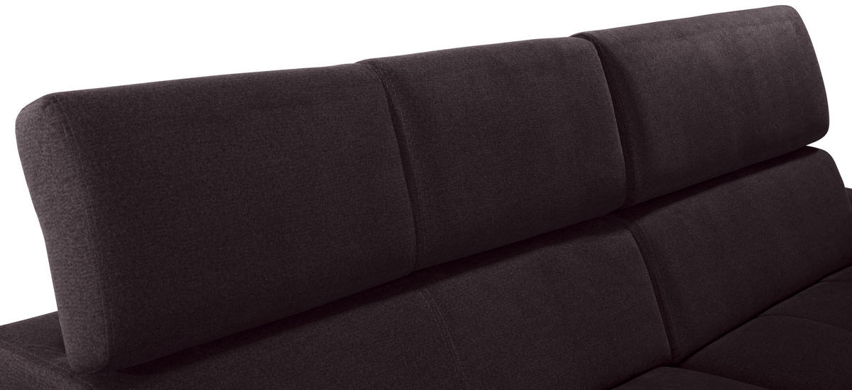 ECKSOFA Aubergine Velours  - Silberfarben/Aubergine, Design, Holz/Textil (292/183cm) - Livetastic