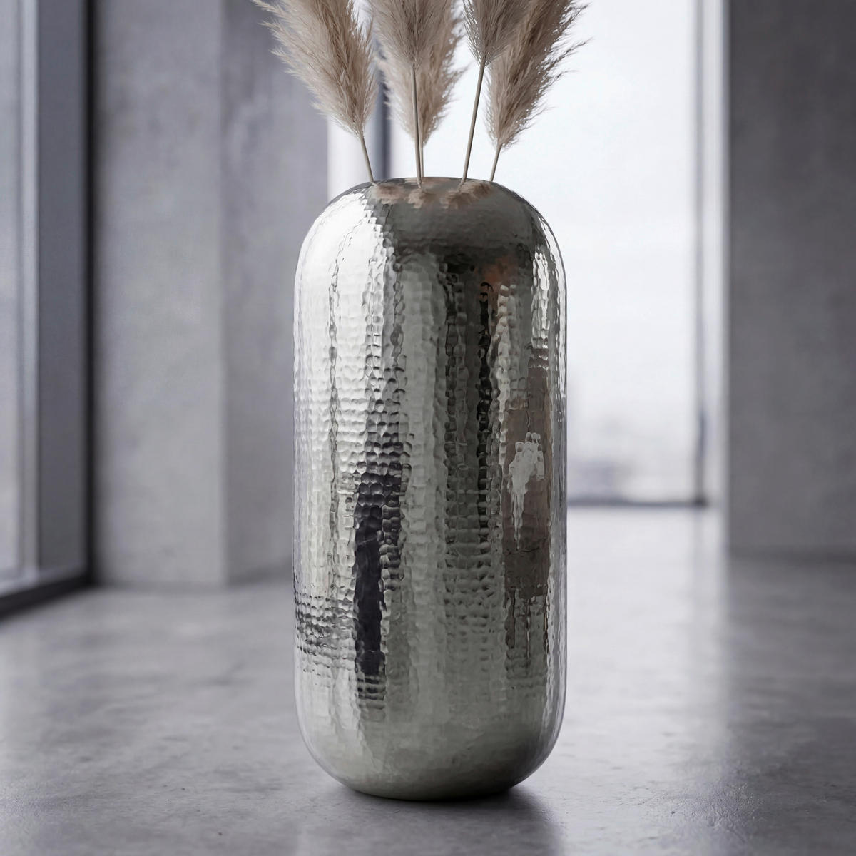Vază 75 cm  - argintiu, Design, metal (31/31/75cm) - MID.YOU