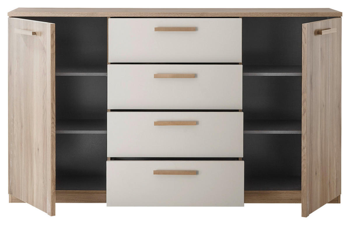 KOMODA, farba duba, kašmírová, 165/96/38 cm - čierna/prírodná farba, Design, drevo/kompozitné drevo (165/96/38cm) - Xora