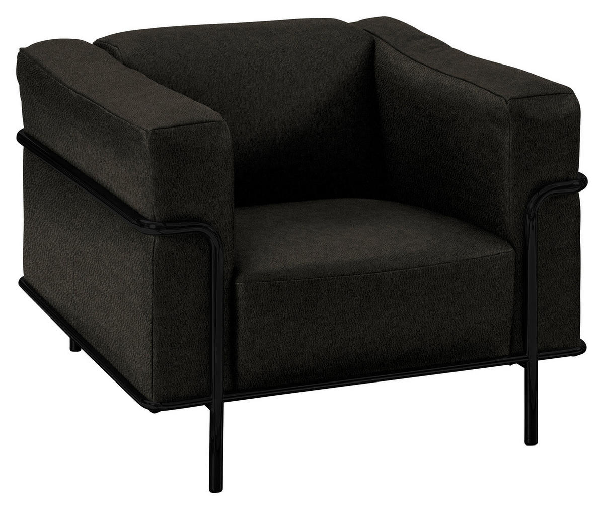 SESSEL in Echtleder Schwarz  - Schwarz, Design, Leder/Metall (91/67/96cm) - Johann Jakob