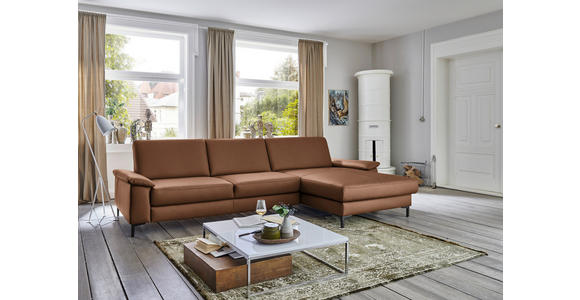 ECKSOFA in Echtleder Braun 334/176 cm - Schwarz/Braun, Design, Leder/Metall (334/176cm) - Dieter Knoll