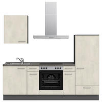 KÜCHENBLOCK 240 cm   in Weiß, Schieferfarben  - Schieferfarben/Edelstahlfarben, MODERN, Holzwerkstoff/Metall (240cm) - Nobilia