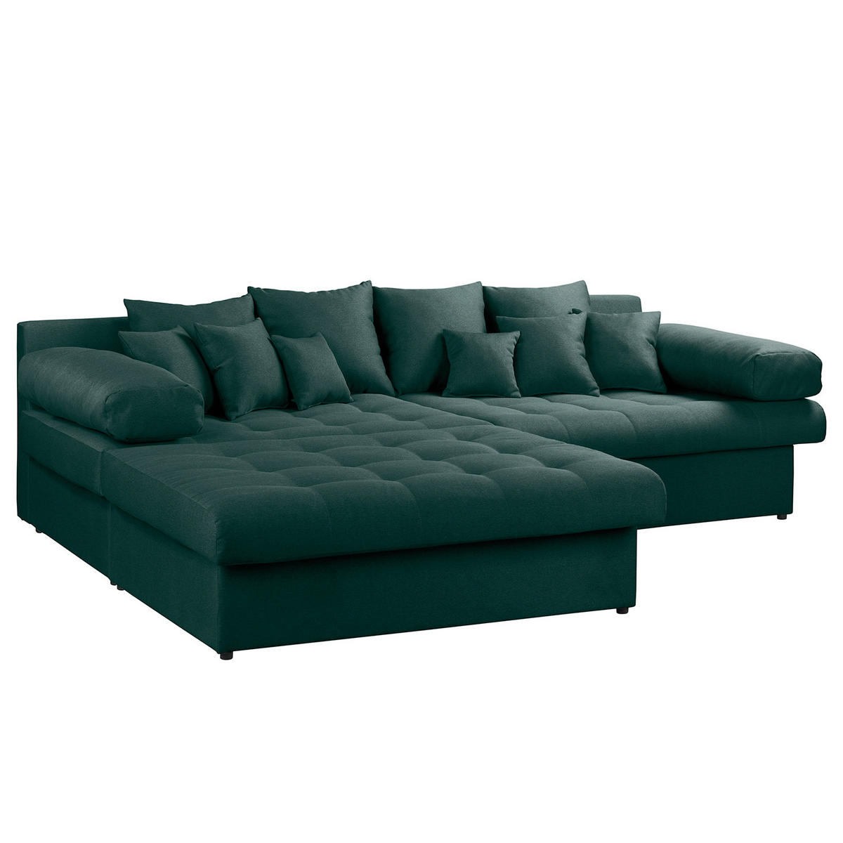 ECKSOFA Naomi in Mikrofaser Petrol Rückenkissen  243/284 cm  - Petrol/Schwarz, Design, Kunststoff/Textil (243/284cm) - P & B