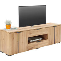 TV-ELEMENT Holz Schwarz, Eichefarben  - Eichefarben/Schwarz, Natur, Holz/Holzwerkstoff (180/54/43cm) - Linea Natura