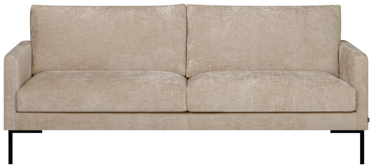 3,5-SITS SOFFA i tyg beige  - beige/svart, Klassisk, metall/textil (211/78/87cm) - Hom`in