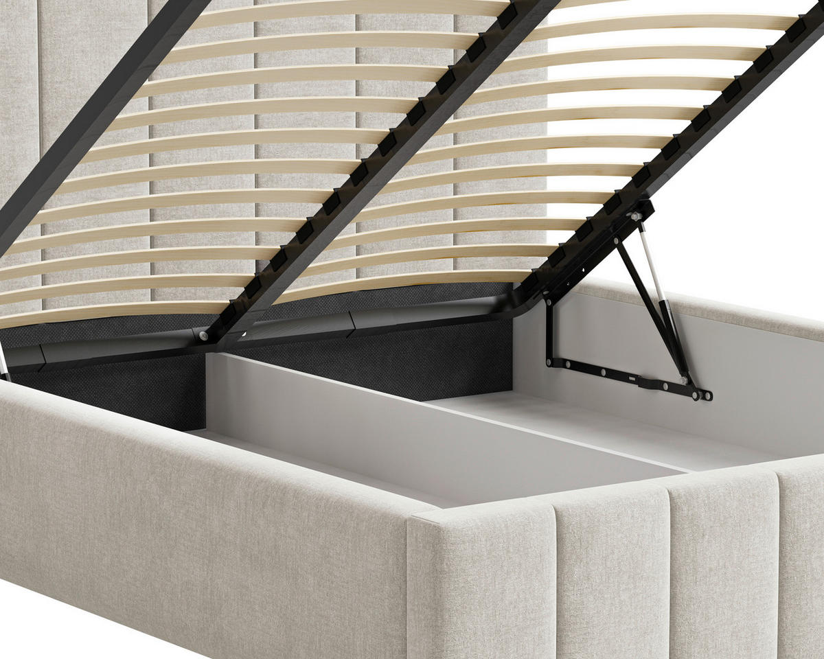 POLSTERBETT Lattenrost, Bettkasten Beige 180/200 cm  - Beige/Schwarz, KONVENTIONELL, Holz/Kunststoff (180/200cm) - Chameo
