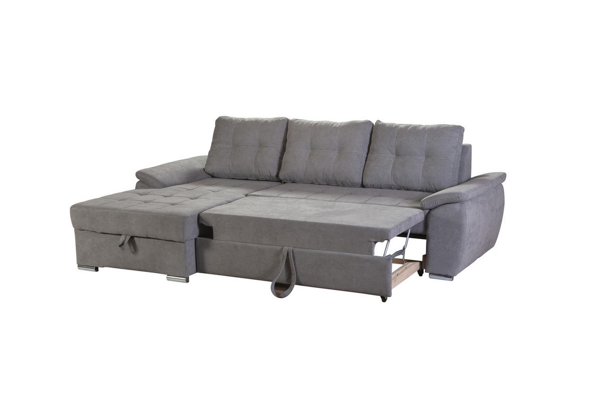 SJEDEĆA GARNITURA drvo, tekstil  siva   - siva/boje aluminija, Design, drvo/tekstil (166/250cm) - Xora