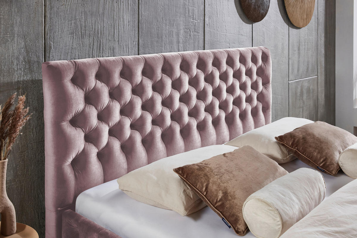 POLSTERBETT 140/200 cm,  in Flieder, gepolstertes Kopfteil,  - Flieder/Schwarz, KONVENTIONELL, Kunststoff/Textil (140/200cm) - home24