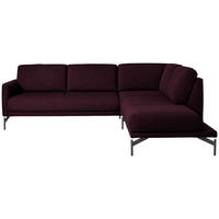 ECKSOFA in Flachgewebe, Struktur Dunkelrot  254/230 cm  - Anthrazit/Dunkelrot, Design, Textil/Metall (254/230cm) - Johann Jakob