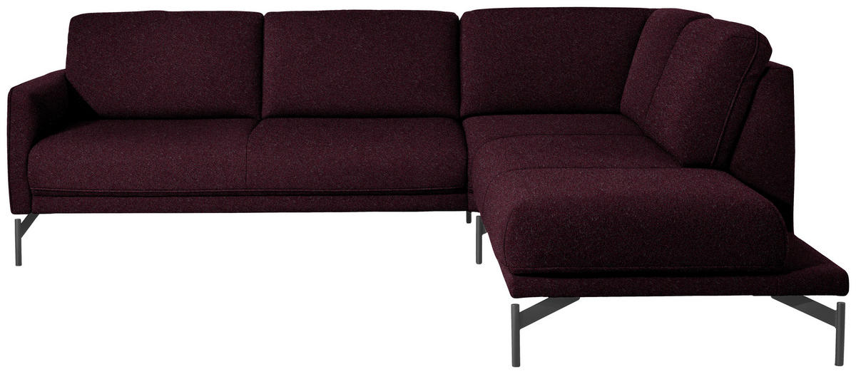 ECKSOFA in Flachgewebe, Struktur Dunkelrot  254/230 cm  - Anthrazit/Dunkelrot, Design, Textil/Metall (254/230cm) - Johann Jakob