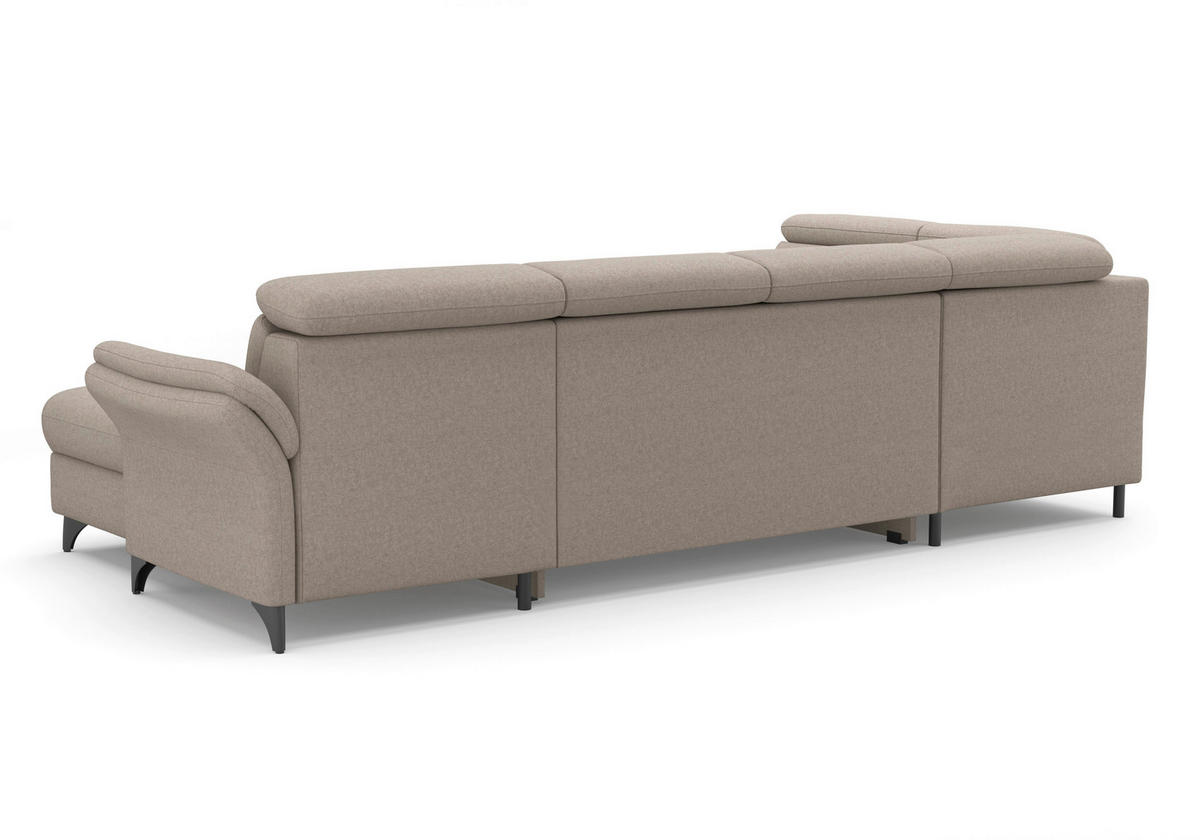 WOHNLANDSCHAFT GLENDALE E Taupe Flachgewebe  - Taupe/Schwarz, KONVENTIONELL, Textil/Metall (193/321/166cm) - Sit & More