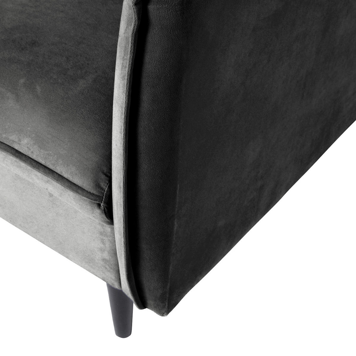 3-SITZER-SOFA Samt Schwarz  - Schwarz, Design, Holz/Textil (203/86/100cm) - P & B