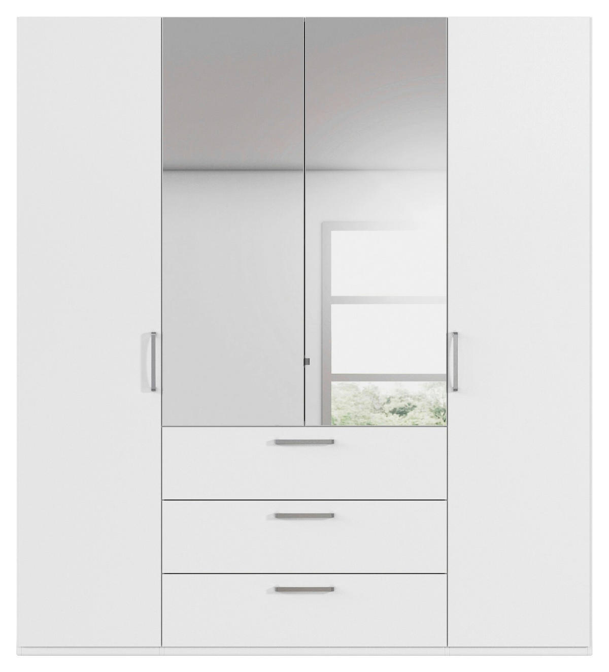 DREHTÜRENSCHRANK 201/223/61 cm,  in Weiß, 4-türig  - Chromfarben/Edelstahlfarben, Basics, Glas/Holzwerkstoff (201/223/61cm) - Novel