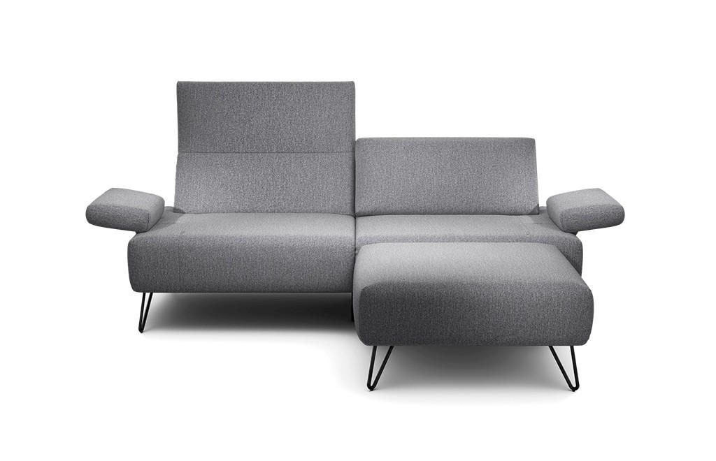2,5-SITZER in Chenille Anthrazit  - Anthrazit/Schwarz, Design, Textil/Metall (204-234/85/86-94cm) - SENSOO