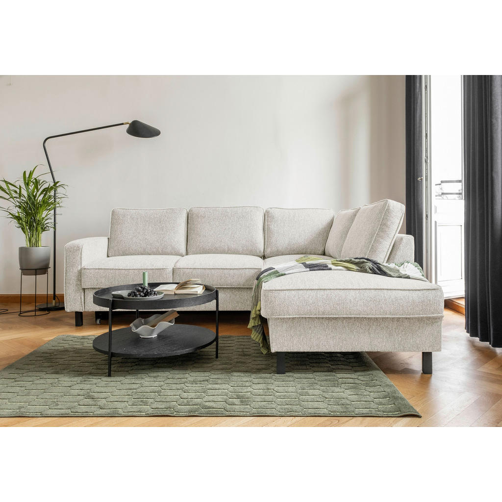 Thumbnail - Mid.you Ecksofa, Beige, Textil, Eiche, 6-Sitzer, Füllung: Schaumstoffflocken, Ottomane rechts, L-Form, 233x198 cm, Made ...