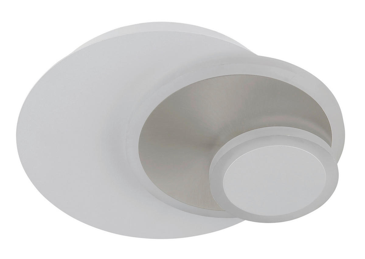 LED-WANDLEUCHTE 30/23/6,5 cm   - Weiß/Nickelfarben, Design, Kunststoff/Metall (30/23/6,5cm) - Globo