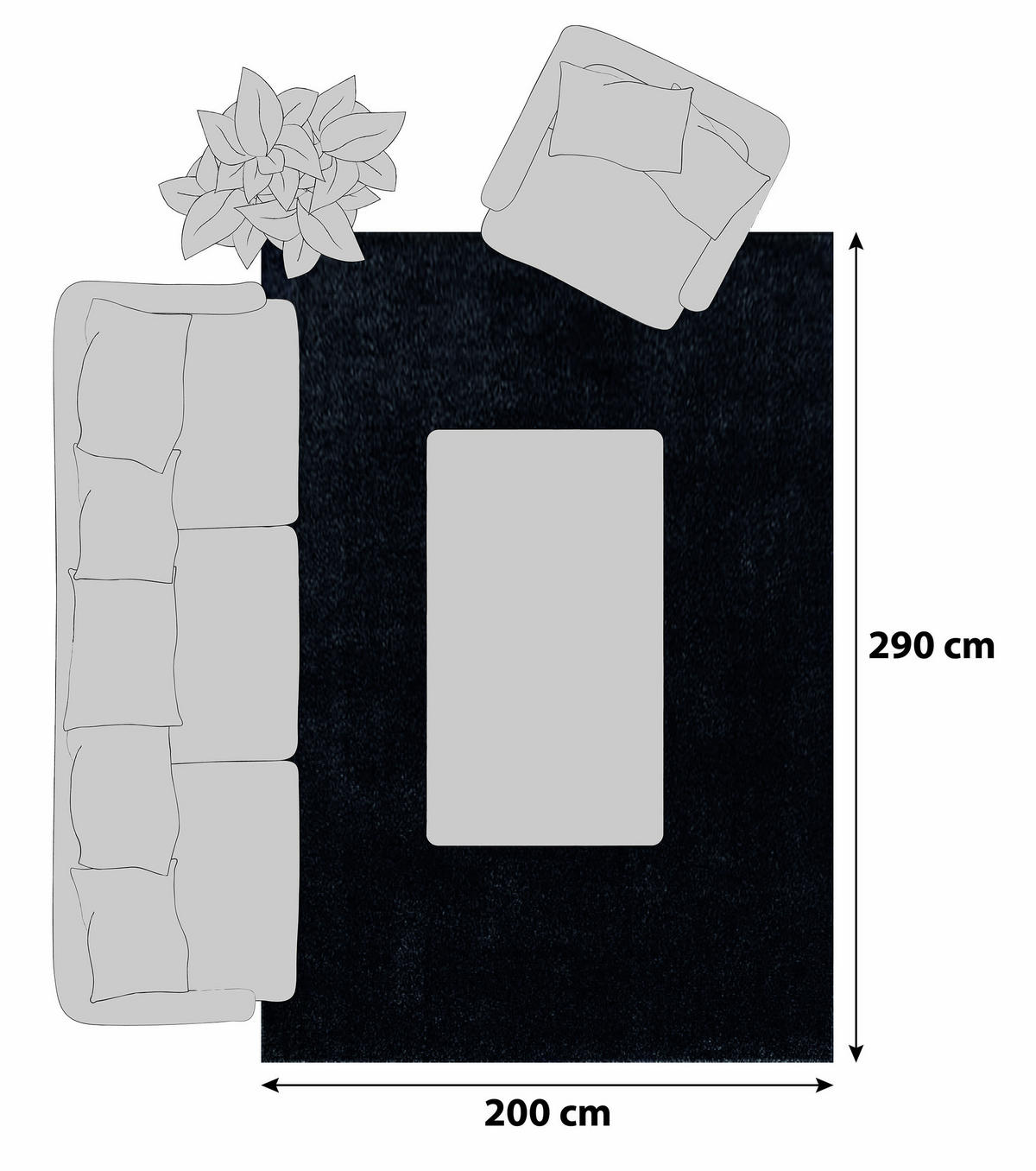 PREPROGA Z VISOKIM FLOROM ATA 7000  200/290 cm  tkano  antracit  - antracit, Design, tekstil (200/290cm) - Novel