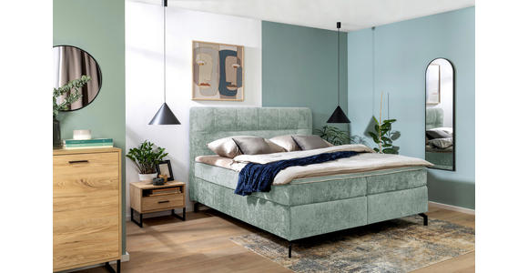 BOXSPRINGBETT 180/200 cm in Mintgrün - Schwarz/Mintgrün, Design, Textil/Metall (180/200cm) - Esposa