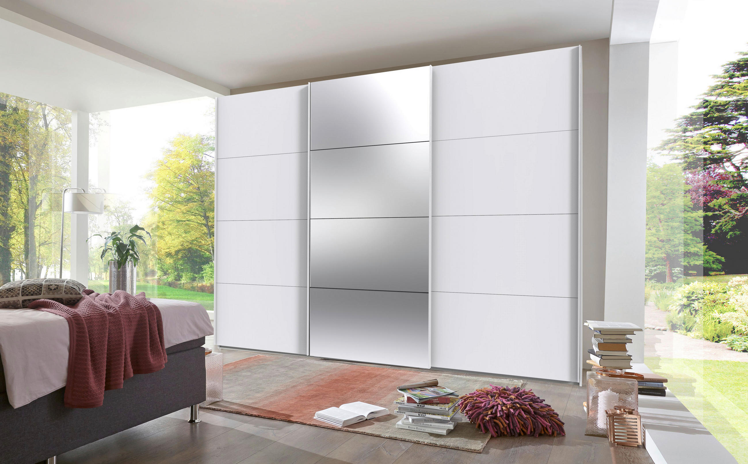 GARDEROB MED SKJUTDÖRRAR 313/236/64 cm 3-dörrar - vit, Modern, metall/trämaterial (313/236/64cm) - MID.YOU